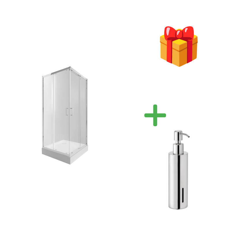 Набор Qtap душевая кабина Taurus CRM1099SC6 Clear 2020x900x900 мм + поддон Tern 309912C 90x90x12 см с сифоном
