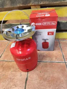 КОМПЛЕКТ ГАЗОВЫЙ (БАЛЛОН, ГОРЕЛКА И ВЕНТИЛЬ) EDON ED-LPG 3KG (ОБЪЕМ БАЛЛОНА 8 Л) №6
