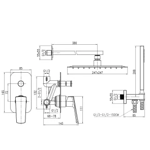 Душевая система встроенная TOPAZ LEXI TLG 21205-H57-W №2