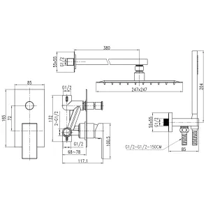 Душова система вбудована TOPAZ ODISS TO-18205-H66-WW №8