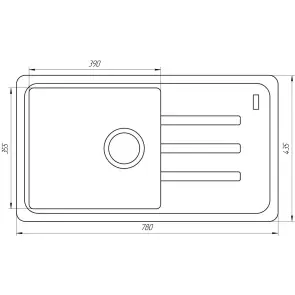 Гранитная мойка Globus Lux LUGANO графит 780x435мм-А0001 №5