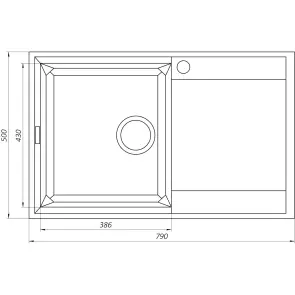 Гранітна мийка Globus Lux KOMO сiрий камiнь 790x500мм-А0005 №6