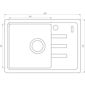 Гранітна мийка Globus Lux MONO коричневий 620х435мм-А0006 №6