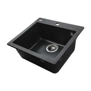 Гранітна мийка Globus Lux AOSTA чорний 490x455мм-А0002 №4
