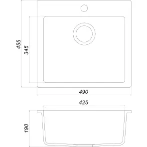 Гранитная мойка Globus Lux AOSTA черный металлик 490x455мм-А0001 №5