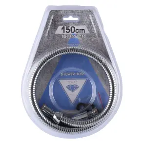 Шланг для душу TOPAZ TSH-6004-150 хром 150см посилений рухома гайка, Blister №1