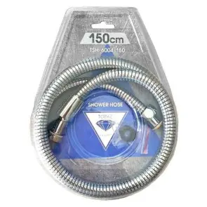 Шланг для душу TOPAZ TSH-6004-150 хром 150см посилений рухома гайка, Blister №2