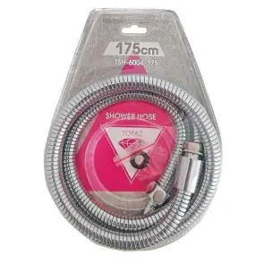 Шланг для душу TOPAZ TSH-6004-175 хром 175см посилений рухома гайка, Blister №1