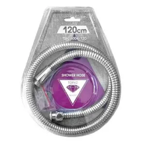 Шланг для душу TOPAZ TSH-6004-120 хром 120см посилений рухома гайка, Blister №1
