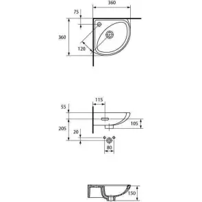 Умивальник кутовий Cersanit SIGMA 35 №3