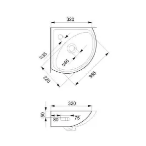 Умивальник кутовий Cersanit SIGMA 35 №4