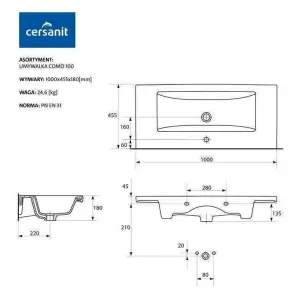 Умивальник меблевий Cersanit COMO 100 в коробці №3