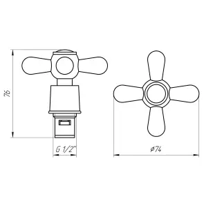 Рукоятка + Кран-букса Globus Lux SHARM GBC-02S-CER (2шт) №2