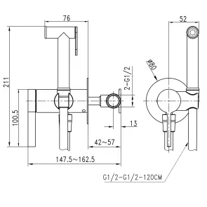 Змішувач гігієнічний TOPAZ MODERNO TMD-33106-H78A №7
