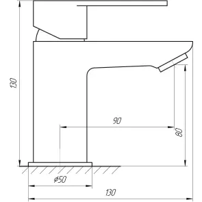 Змішувач для умивальника TOPAZ BARTS TB 07201-H36 висота H-130мм ,шланги TAQ-M1055,D35 №6