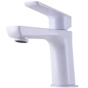 Змішувач для умивальника TOPAZ LEXI TL 21201-H57-W на гайці, Білий глянець ,шланги TAQ-M1055,D25 №4