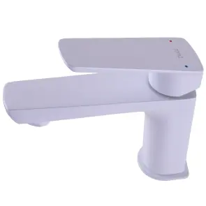 Змішувач для умивальника TOPAZ LEXI TL 21201-H57-W на гайці, Білий глянець ,шланги TAQ-M1055,D25 №5