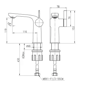 Смеситель для умывальника TOPAZ MODERNO TMD-33201-H78 №8