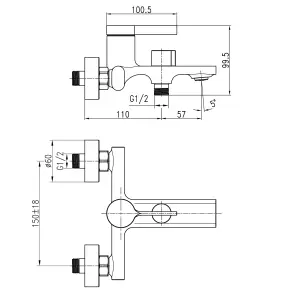 Змішувач для ванни TOPAZ Moderno TMD-33101-H78A №7