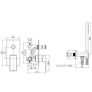 Смеситель для ванны встроенный TOPAZ ODISS TO-18222-H66 №5