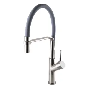 Змішувач для кухні Globus Lux DENVER Flex GDF-32-08-02 Сталь-Сірий Гофровилив, латунь №1