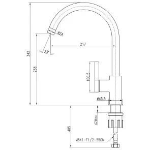 Змішувач для кухні TOPAZ MODERNO TMD-33403-H78A №7