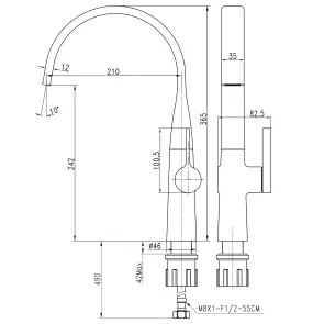 Змішувач для кухні TOPAZ MODERNO TMD-33203S-H78A, Шланги TAQ-M0865 №7