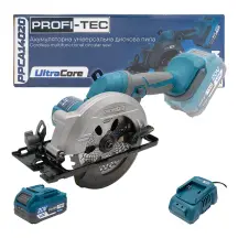 Акумуляторна універсальна дискова пила PROFI-TEC PPCA14020 UltraCore (1×PT2040VX (4.0 Аг), зарядний пристрій)