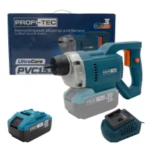Аккумуляторный вибратор для бетона PROFI-TEC PCV1535 (1×PT2080EP (8.0 Ач), зарядное устройство)