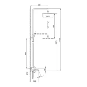 Душова система Frap F2475-9, вилив, лійка 3-функції №6