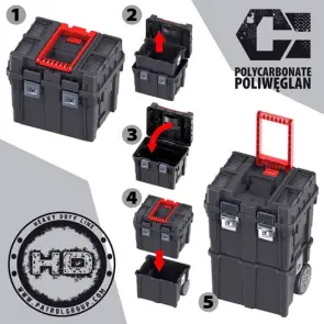 Ящик для инструментов на колесах QBRICK Wheelbox HD Compact Logic Black PA (450x350x645мм) (5901238248934) №2