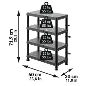 Система стелажів QBRICK SYSTEM REGULAR Low 60/30см, 4 полиці, 100кг (5901238263289) №3
