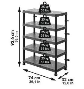 Система стелажів QBRICK SYSTEM REGULAR Low 74/32см, 5 полок, 100кг (5901238263302) №3