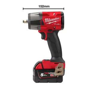 Гайкокрут акумуляторний безщітковий 3/8'' MILWAUKEE, M18 FMTIW2F38-502X, 813Нм, з кільцем (зарядний пристрій M12-18 FC, 2 акумул №4