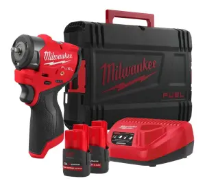 Гайковерт акумуляторний безщітковий 1/4'' MILWAUKEE, M12 FSCIWF14-252X, 136Нм, з кільцем (зарядний пристрій С12 С, 2 акумулятори №1