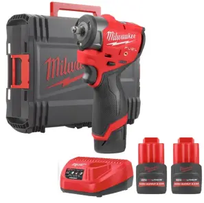 Гайковерт аккумуляторный бесщеточный 3/8'' MILWAUKEE, M12 FSCIWF38-252X, 305Нм, с кольцом (зарядное устройство С12 С, 2 аккумулятора №1