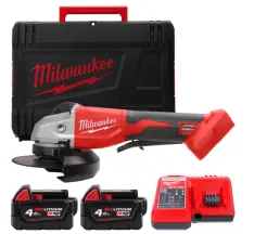 Шлифмашина угловая - болгарка безщеточная аккумуляторная MILWAUKEE, M18 BLSAG125XPD-402X, диаметр 125мм (зарядное устройство М12-18 С,
