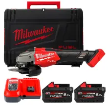 Шліфмашина кутова - болгарка акумуляторна безщіткова MILWAUKEE, M18 FHSAG125XB2-802X, 1800Вт діаметр 125мм (зарядний пристрій M1