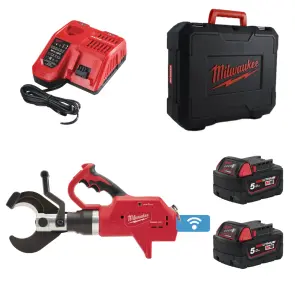 Кабелеріз гідравлічний підземний акумуляторний MILWAUKEE, M18 HCC75-502C (зарядний пристрій M12-18 FC, 2 акумулятори М18 В5 5Аг, №1