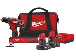 Набір з 2х інструментів акумуляторних MILWAUKEE, M12 BPP2D-402B (зарядний пристрій С12, 2 акумулятори М12 В4 4Аг, дриль-шурупове №1