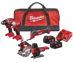 Набор инструмента аккумуляторного MILWAUKEE M18 BLCPP5A-502B (зарядное устройство M12-18 FC, 2 аккумулятора М18 В5 5 Ач, М18 BLDDRC,
