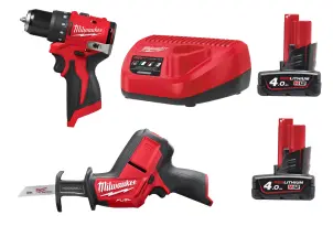 Набор из 2х инструментов аккумуляторных MILWAUKEE, M12 BLPP2A-402B (зарядное устройство С12, 2 аккумулятора М12 В4 4Ач, дрель-шурупов) №2