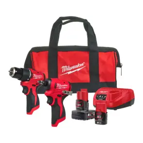 Набор из 2х инструментов бесщеточных аккумуляторных MILWAUKEE, M12 BLPP2B-422B (зарядное устройство С12, 1 аккумулятор М12 В2 2Ач, 1 №1