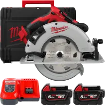 Пила дисковая ручная аккумуляторная MILWAUKEE, M18 BLCS66-502X, диаметр 165мм (зарядное устройство M12-18 FC, 2 аккумулятора M18 B5 5А