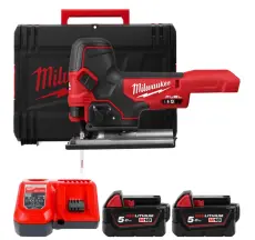 Лобзик акумуляторний MILWAUKEE, M18 FBJS-502Х (зарядний пристрій М12-18 FС, 2 акумулятори М18 В5 5Аг, аксесуари, HDкейс)