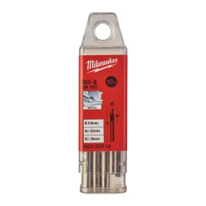 Свердло по металу HSS-G MILWAUKEE DIN1897, діаметр 4,8х62х26мм, скорочене, (10шт), пластикова коробка №1