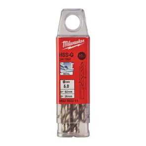 Свердло по металу HSS-G MILWAUKEE DIN1897, діаметр 5,0х62х26мм, скорочене, (10шт), пластикова коробка №1