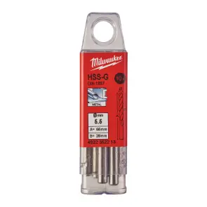 Свердло по металу HSS-G MILWAUKEE DIN1897, діаметр 5,5х66х28мм, скорочене, (10шт), пластикова коробка №1
