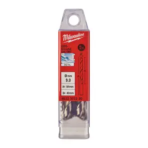 Свердло по металу HSS-G MILWAUKEE DIN1897, діаметр 9,0х84х40мм, скорочене, (5шт), пластикова коробка №1