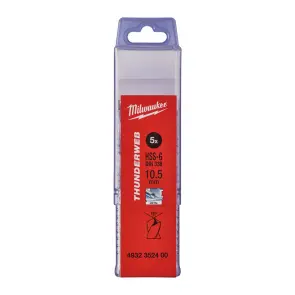 Сверло по металлу THUNDERWEB HSS-G MILWAUKEE DIN338, диаметр 10,5x133х87мм, (5шт), пластиковая коробка №1